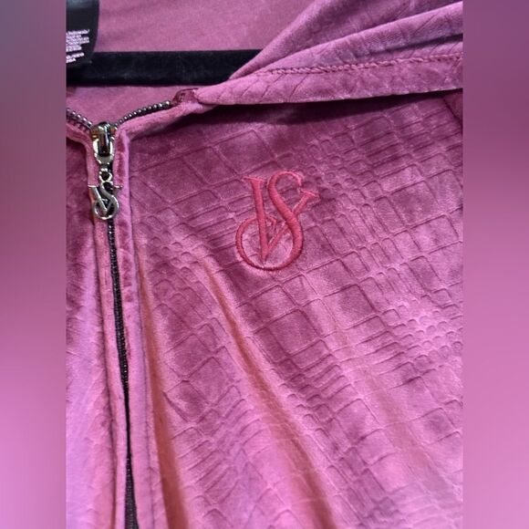 Victorias Secret Purple Velour Shine Hooded Zip Jacket size XXL - Picture 8 of 11